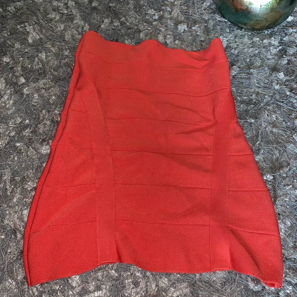 Y2K Bebe Hot Coral Bandage skirt!